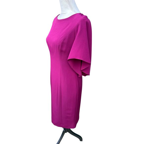 New NWT Milly Mila Cady Butterfly Sleeve Keyhole Knee Length Dress - Berry - 2 - Picture 7 of 11